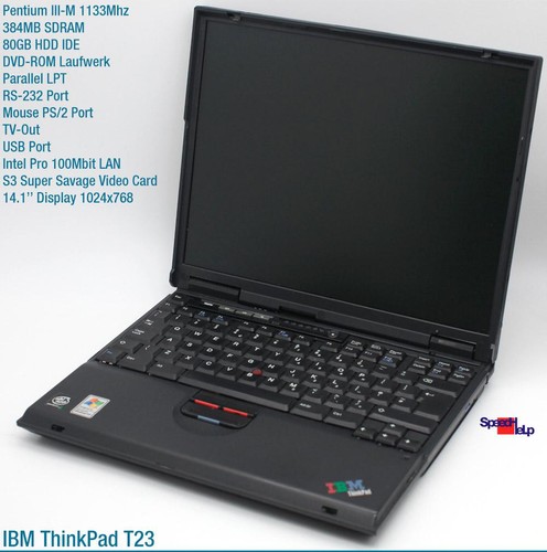 Notebook IBM THINKPAD T23 Intel Pentium 3 1133MHZ Laptop Windows 98 80GB HDD Ok - Picture 2 of 9