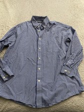 Nautica Men Plaid Long Sleeve Button-Down Shirt Blue Size 16.5 32/33