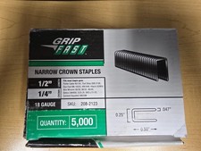 18 gauge 1/4" Narrow Crown Staples 5000/bx Galvanized Chisel Point 1/2" long