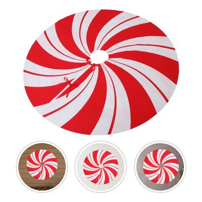Gonna Per Albero Di Natale In Tessuto Rosso 90 Cm - Copribase Con Pupazzo Di Neve E Babbo Natale - 2