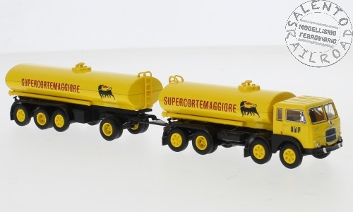 Brekina 58452 Lkw Fiat 690 TausendfüßLer Tankwagen Mit AnhäNger Agip Supercortem-image