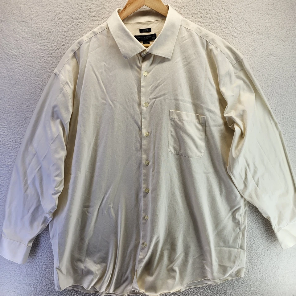 Pronto Uomo Button Up Shirt Men 19 36/37 Tall Yellow Oxford Long Sleeve Non Iron - Image 2 of 4