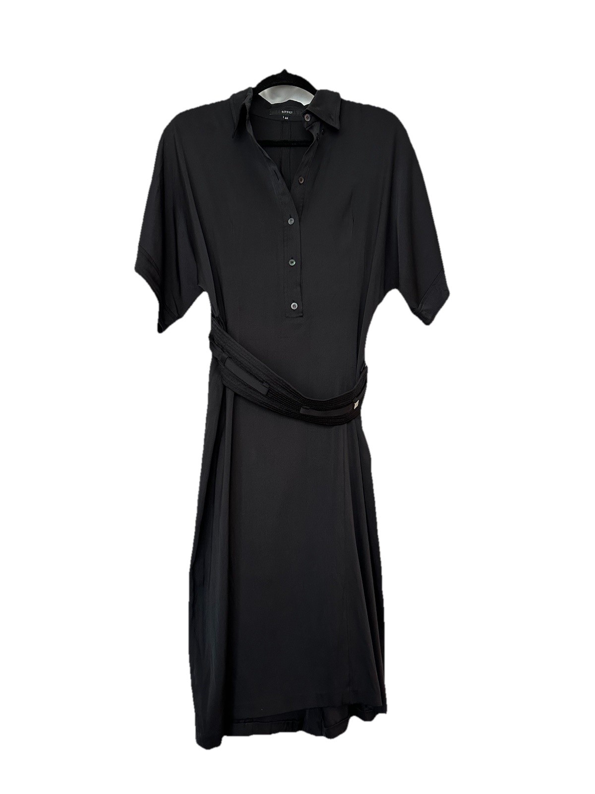 Gucci Vintage Black Silk Shirt Dress IT 44 Made in Italy with Belt, Rare