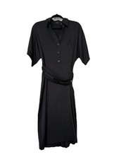 Gucci Vintage Black Silk Shirt Dress IT 44 Made in Italy with Belt, Rare