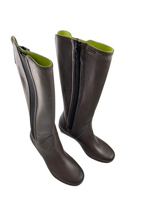 Tretorn Women’s Brown Rubber Wedge Rain Boots Side Zip Waterproof Size 