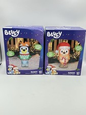 Set of Gemmy 5  Bluey and Bingo Christmas Airblown Inflatables Lighted LED NEW