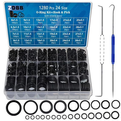 #ad 1280 Pcs 24 Size Rubber O Ring Assortment Kit with Pick and Hook Set for Pressur $27.60