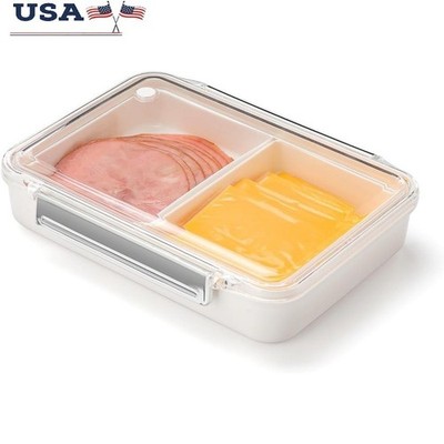 Airtight Deli Meat & Cheese Storage Container W/ Clear View Lid & Dividers New