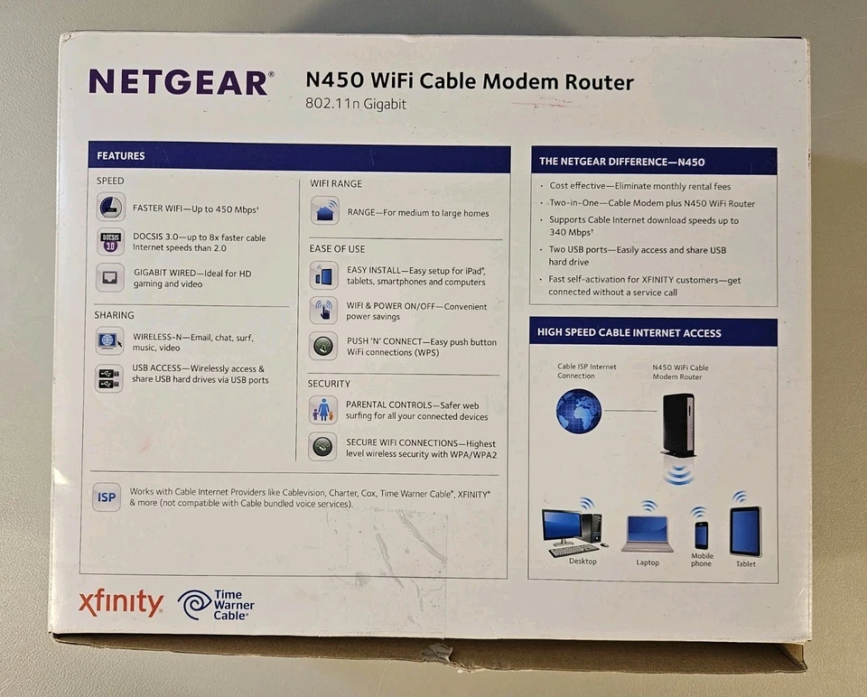 Netgear N450 340 Mbps 4-Port 10/100 Wireless N Router (N450-100NAS) - Image 2 of 4