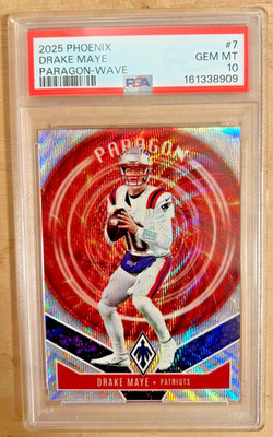 2025 Panini Phoenix Drake Maye Paragon Wave /299 PSA 10