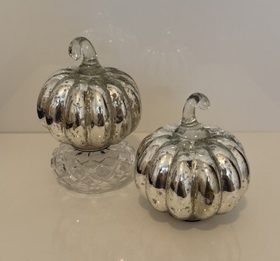 Ende 20. Jahrhundert Silber mundgeblasen Quecksilber Glas Kürbis beleuchtet, 2er Set #9 
