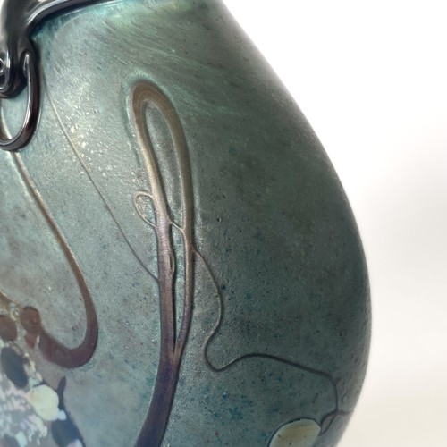 Signed Robert Pierini Blown Glass Vase in Biot, 1986 - Iridescent Blue Overlay - Picture 19 of 22