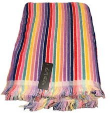 Toalla de playa de gran tamaño a rayas Rachel Zoe arco iris 40" x 70" sábana de baño versión 1