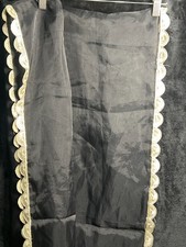 Black Sheer Indian Scarf Dupatta with Gold Embroidered Trim   28x87 See-Through