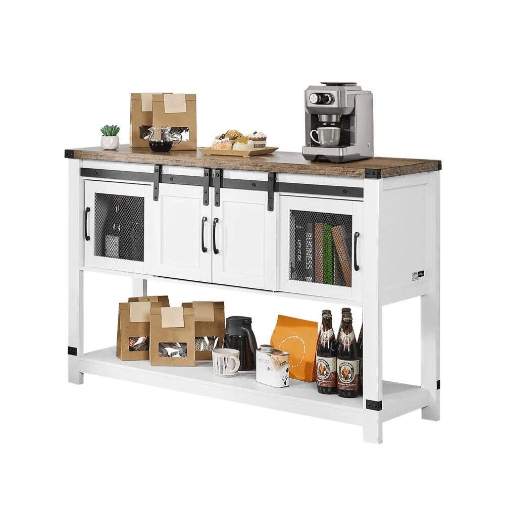 Armoire de bar buffet en bois noir et métal style industriel pour salon