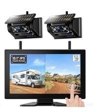 10" Monitor 2 Camera Magnetic Solar Wireless Backup Camera 1080P RV Truck 2CH