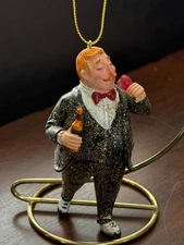 Sommelier Butler man drinking tasting Wine Christmas tree Ornament