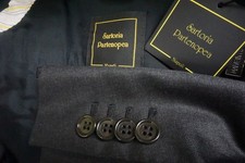 Sartoria Partenopea Dark Gray S140s Wool 2 Pc Suit Jacket Pants 44R BRAND NEW