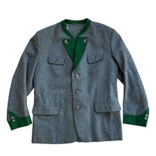 Loden Plankl Men Traditional Jacket Grey Wool Blend Made in Western Germany 46