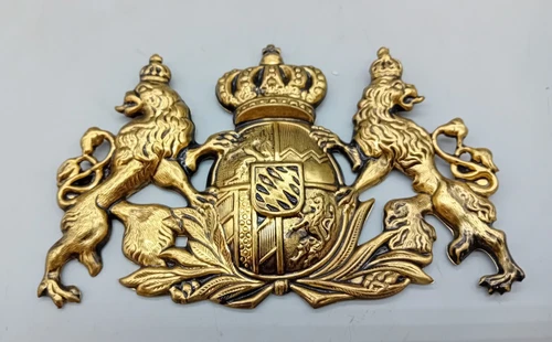 KING OF BAVARIA Germany World War 1 Pickelhaube Tin Badge - Replica  5" x 3"