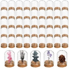 50 Pack Cloche Bell Jar, Mini Glass Jars with Cork Lids, 8ml Glass Dome Cloch...