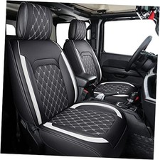Jeep Wrangler JK JL 4-Door Seat Covers Full Set Custom Full Set/BLACK-White