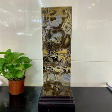 32.95LB Natural Chinese Dendritic Limestone Picture Stone Guohua column