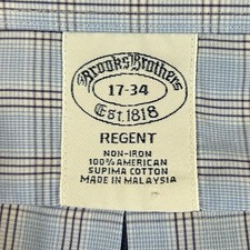 Brooks Brothers Regent Fit Non Iron Light Blue Plaid Dress Shirt Mens 17-34