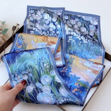 Double Sided 100 Mulberry Silk Women Long Scarf Headscarf Oil Painting 150 15cm