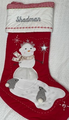 Pottery Barn Kids Snow Girl Quilted Stocking Mono Shadman 20inx11in