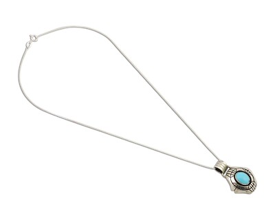 Navajo Necklace Pendant 925 Silver Turquoise Artist Signed