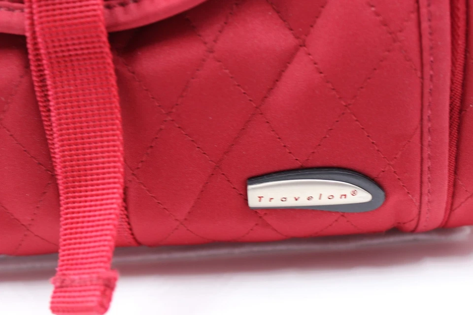 Travelon Quilted RED Train Case Travel Cosmetic Bag Makeup Case ~ New No Tag - Image 2 of 4