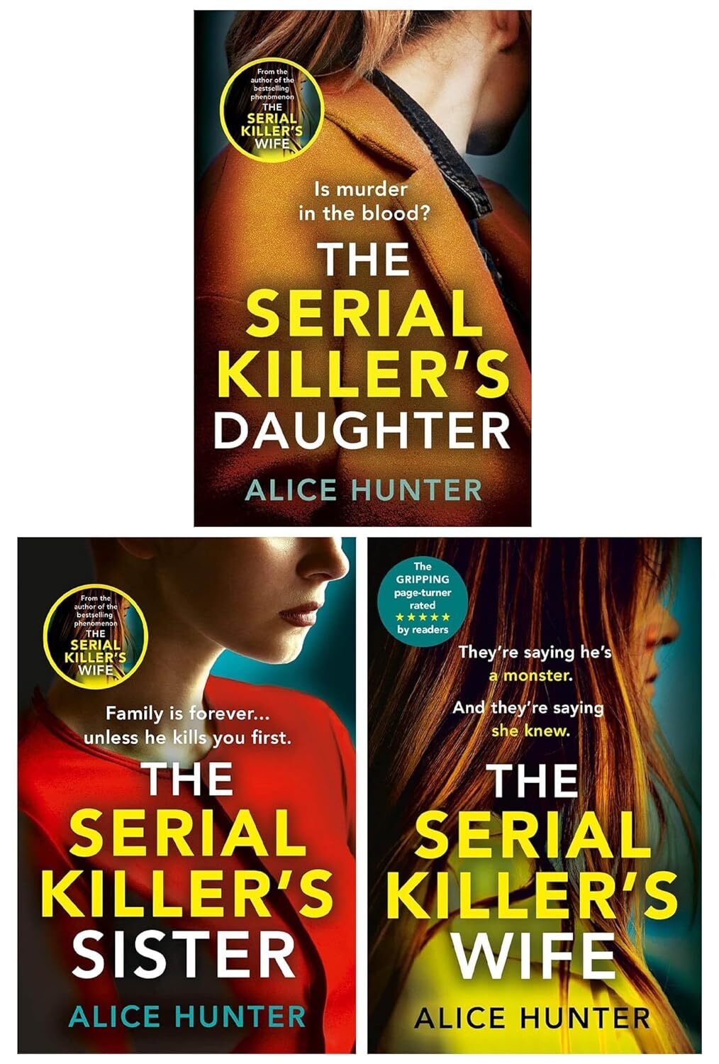 Alice Hunter Serial Killer Series 3 Books Collection Set Wife, Daughter, Sister