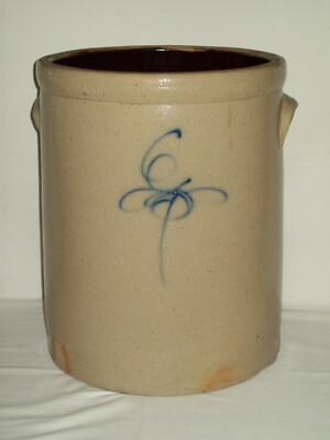Primitive #6 Bee Sting Crock ~ Antique Red Wing Stoneware ~ Does Display Well !