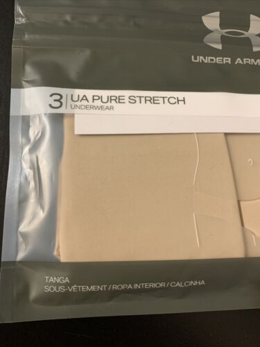 Under Armour Pure Stretch (3 Pack) Womens Thong - Nude NEW Sz Small - Picture 2 of 5