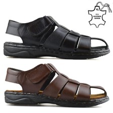 MENS LEATHER SANDALS TWIN WALKING SUMMER HOLIDAY BEACH MULES SHOES SIZE UK 6-12
