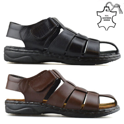 HERREN LEDER SANDALEN TWIN WALKING SOMMER URLAUB STRAND PANTOLETTEN SCHUHE GRÖßE UK 6 12