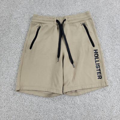 Hollister Sweat Shorts Mens XS Tan Black Lace Up Pockets Summer Casual Wear 