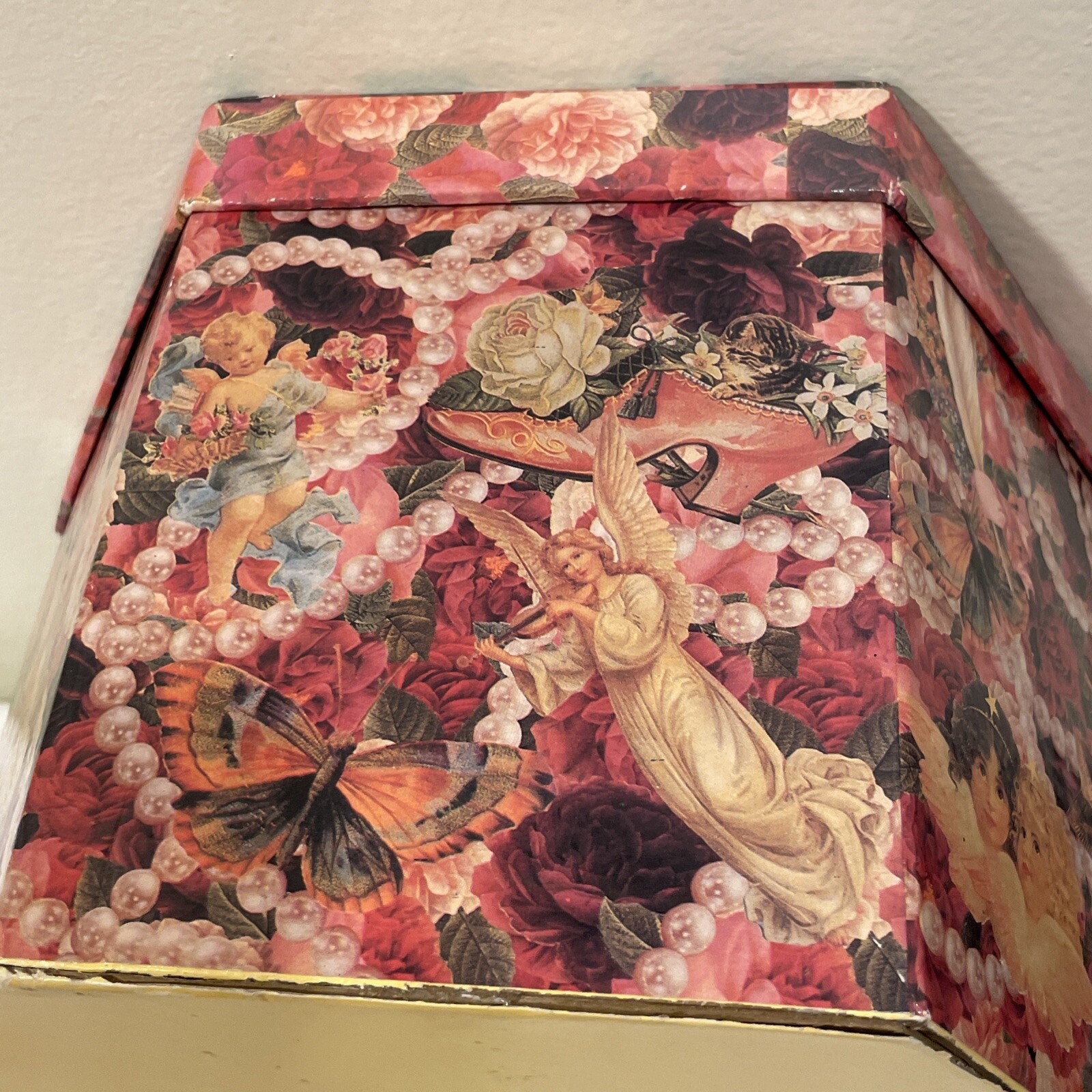 Vtg 1995 C&F Christmas Victorian Decoupage 12 Ball Ornaments Angels Santa Roses