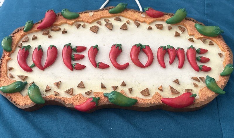 CHILi PEPPER WELCOME SIGN VTG USA MADE Bakelite?5x9 SANTA Fe 3D Heavy 1 Of AKIND