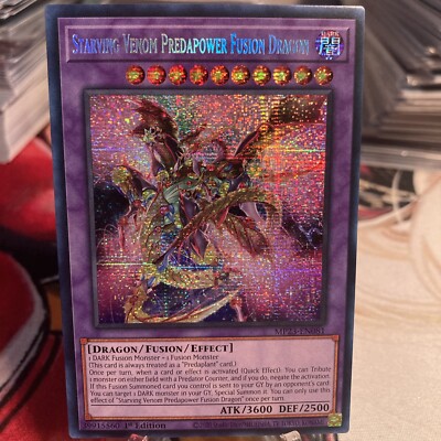 Yugioh! TCG 1x Starving Venom Predapower Fusion Dragon MP23 Prismatic Secret Rar