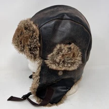 Vintage OUTDOOR LIFE Aviator Trapper Hat Men Brown Ear Flaps Lined Snowboard Cap