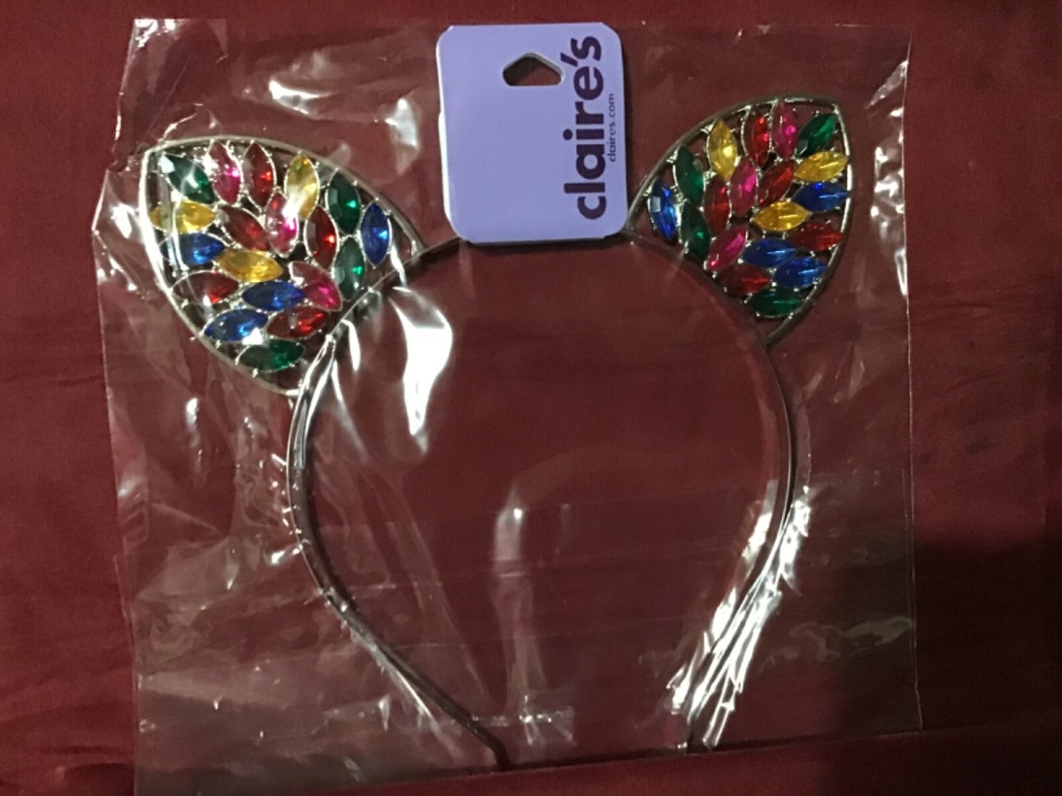 専用ページ　S-1 Claire's silvertone Rainbow Bling Cat Ears Headband 69223-6 new