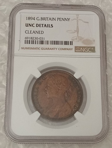 1894 Great Britain Penny ~ AU DETAILS  By NGC - Picture 2 of 11
