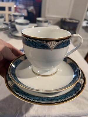 Vtg Gorham Edgemont Gold Rare Fine China Tea Cup & Saucer & Bread 3 Pc