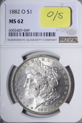 BU 1882-O/S (Not Labeled) Morgan Silver Dollar NGC MS62 JFM 