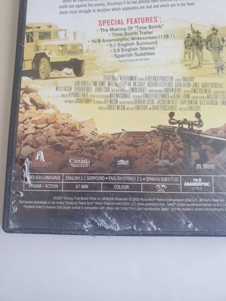 Time Bomb DVD 2008 Peace Arch Entertainment - Former Rental  - Image 3 of 4