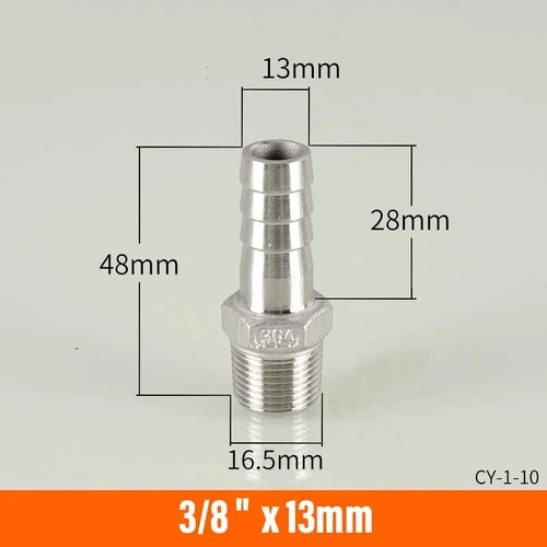 Stainless Male Thread Pipe Fitting x Barb Hose Tail Connector BSP 1/8" to 4" - Bild 21 von 86