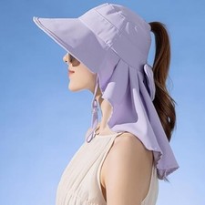 Sombrero para el sol para mujer UPF 50+ ala ancha sombrero de jardinería con solapa para el cuello
