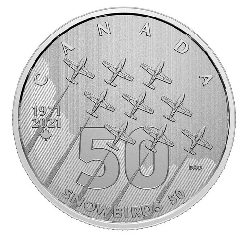 2021 Canada Canadian Forces Snowbirds $5 dollar Fine Silver coin - 50th Anniv.